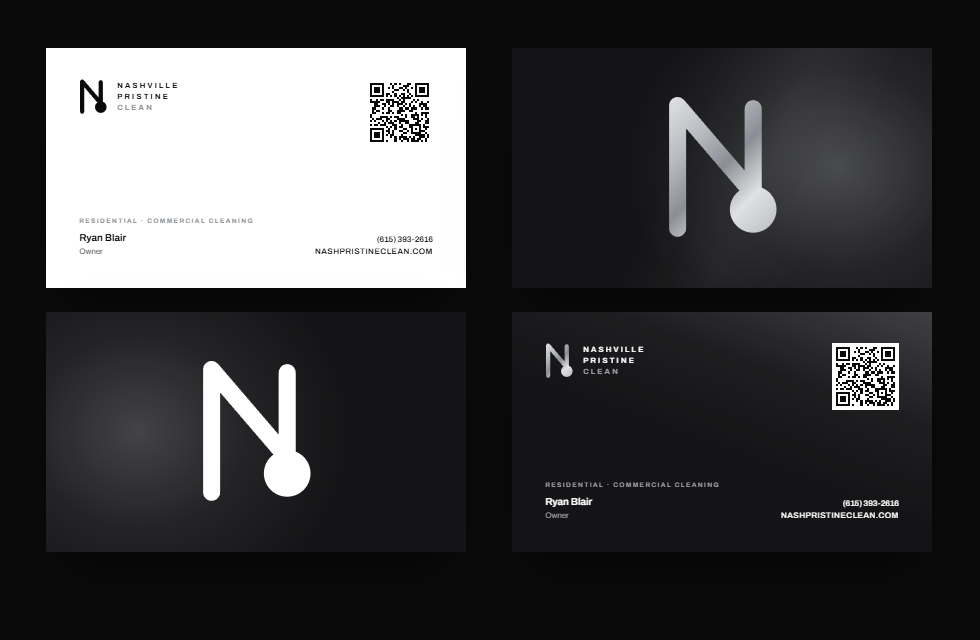 Nashville Pristine Clean business card, front and back