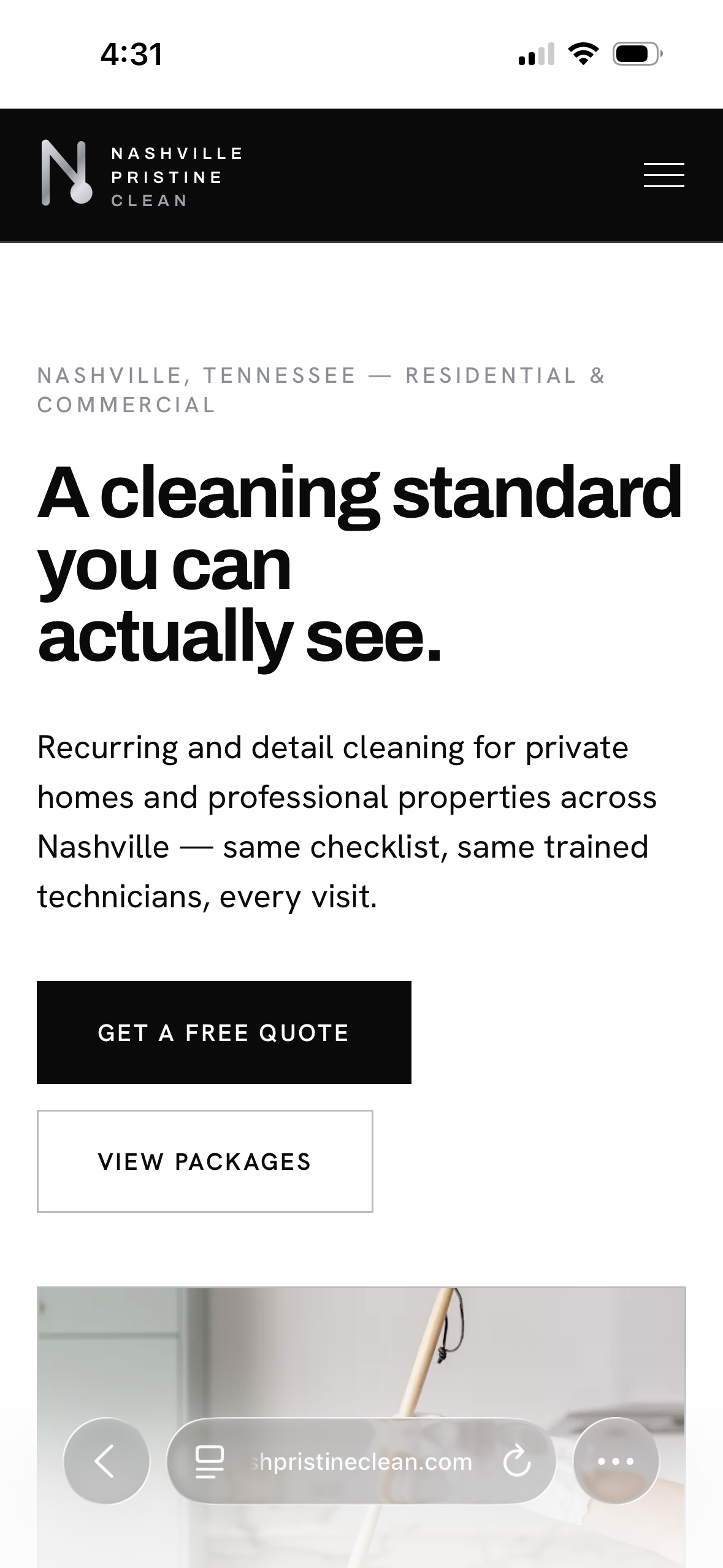 Nashville Pristine Clean on a phone