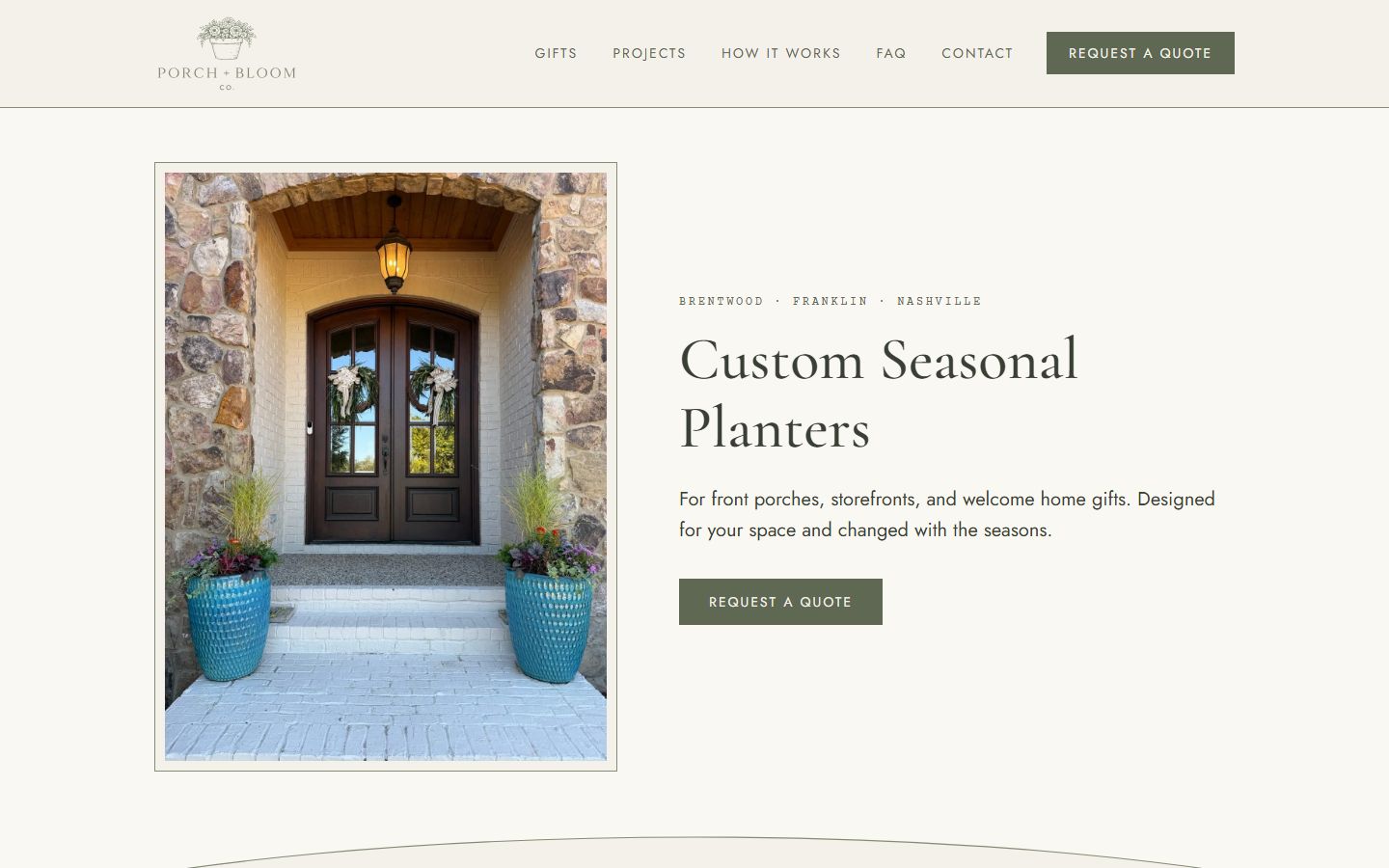 Porch + Bloom Co. home page